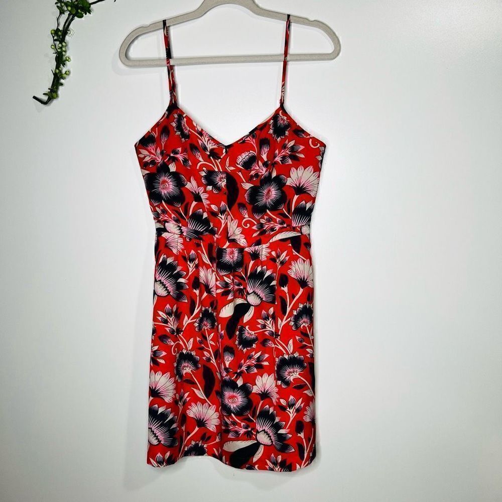 J. Crew Coral Floral Tropical Dress Blue White